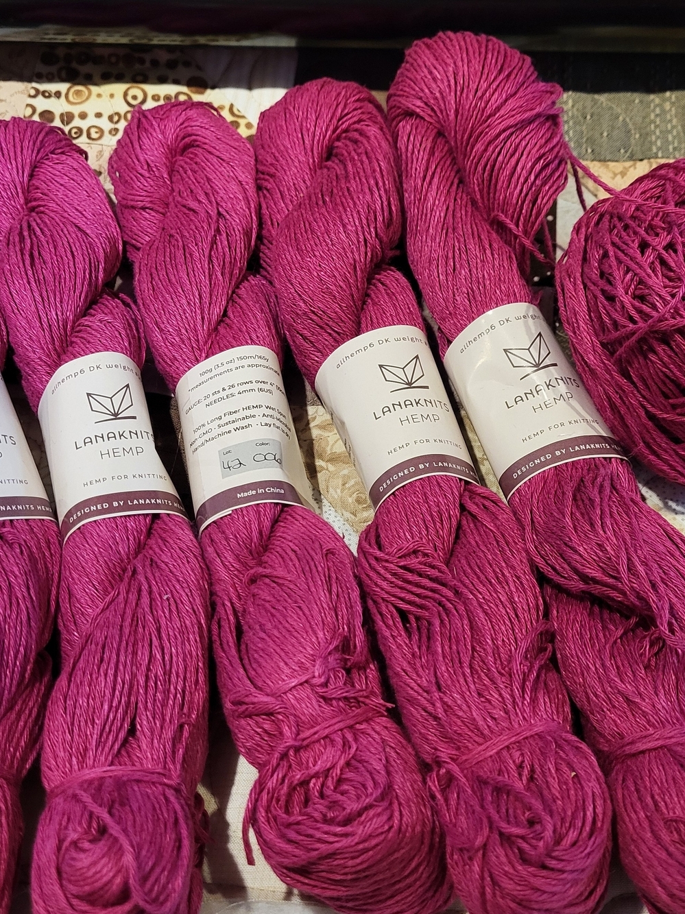 Lanaknits Hemp Yarn Skeins in Vibrant Magenta